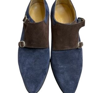 Awl & Sundry Men's Blue and Brown Suede Shoes,